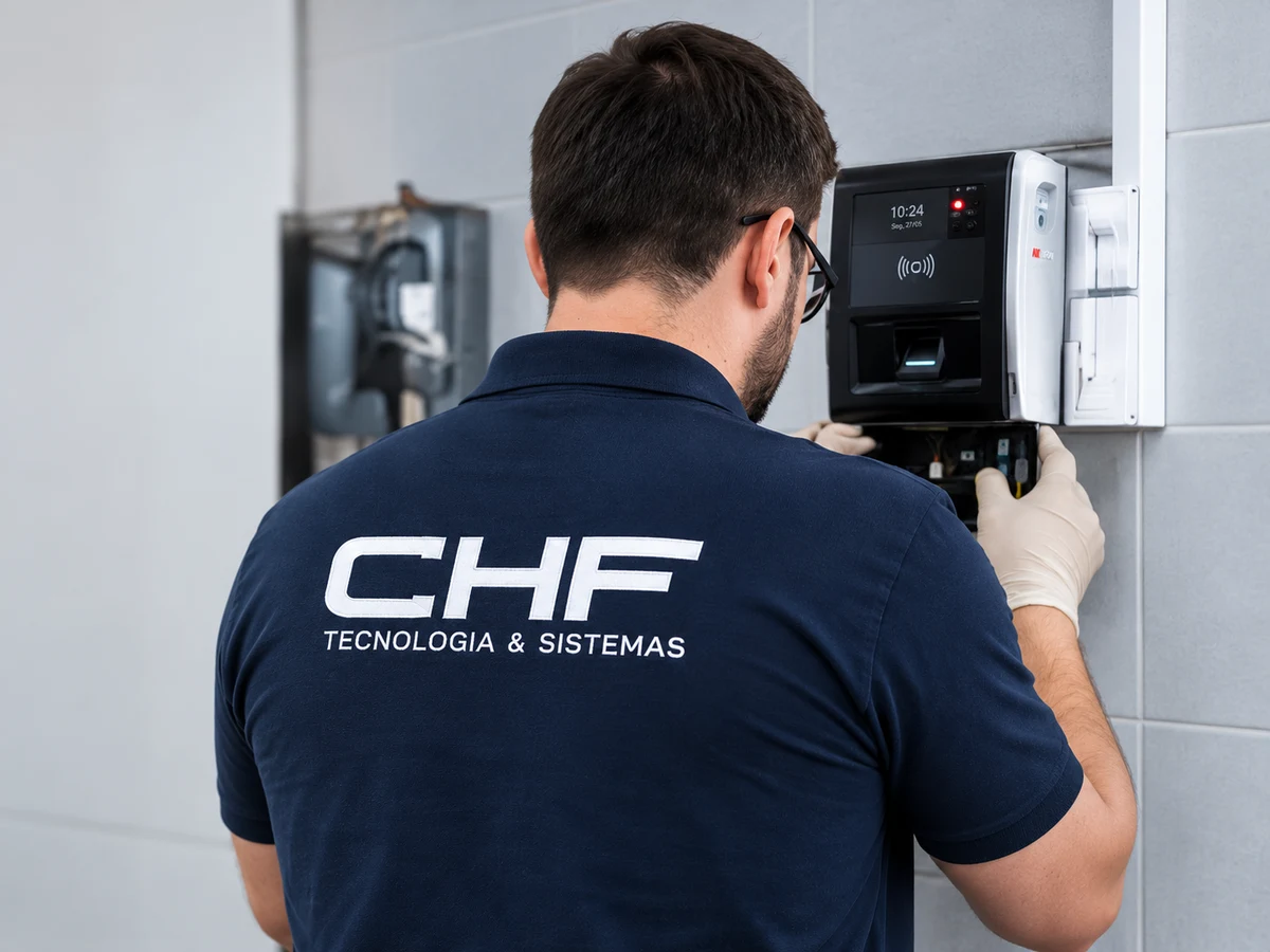 Técnico da CHF realizando manutenção em equipamento